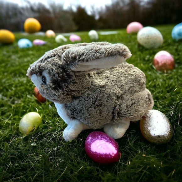 Molli Toys 7” Gray White Bunny Rabbit Plush Stuffed Animal Realistic Sweden - Picture 1 of 10